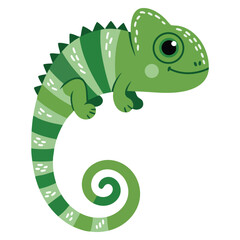 Fototapeta premium Cute chameleon on white background illustrated in childish style vector safari animals design ideal for children books classroom decor and playful jungle themes