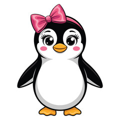 Obraz premium Cute penguin girl vector cartoon illustration perfect for winter design mascot sticker print kids decor and playful arctic character artwork
