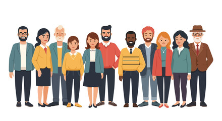 Obraz premium Diverse Group of Cartoon People Standing Together.