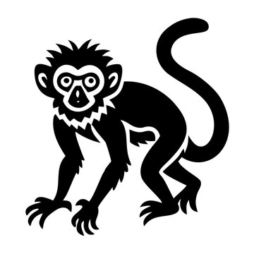 spider monkey icon silhouette illustration for wildlife, primate, and jungle animal design use