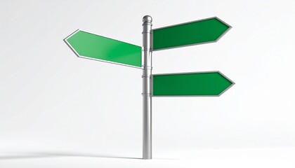 Fototapeta premium Metallic signpost with green arrows showing directions.