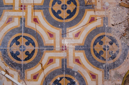 Old worn ceramic tile - Abstract concept: dirt, poverty, war, abandonment, need for renovation and restructuring.