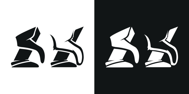 Logotipo de monograma del caminar de una persona con su perro de forma estilizada abstracta.
