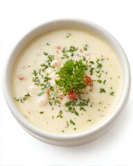 Fototapeta premium soup top view isolated on white background