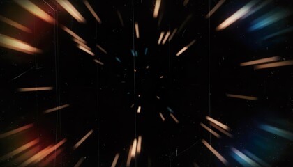 Abstract background featuring dynamic motion blur with retro film overlay effects, including scratch dust texture, grain gradient, and soft bokeh light leaks.