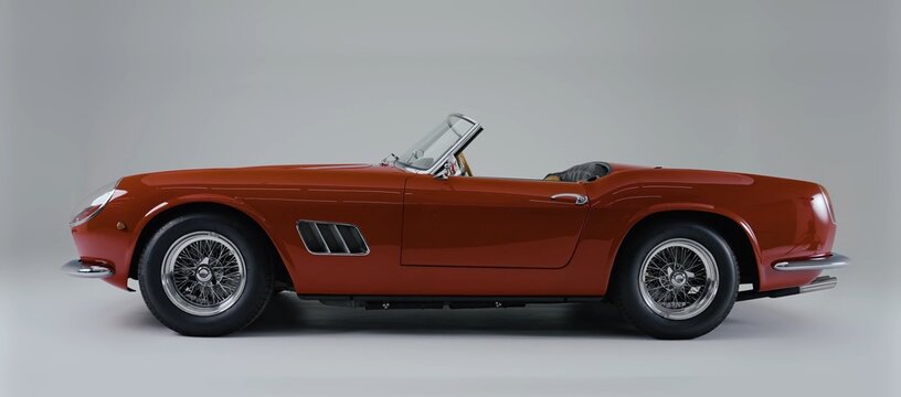 1961 Ferrari 250 GT SWB California Spider, retro, sports car. red vintage car