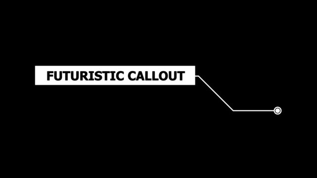 Animation of HUD elements with text Futuristic Callout. Animate a white callous for text. HUD elements on black background. Futuristic callout titles. Virtual sci fi textbox for HUD.