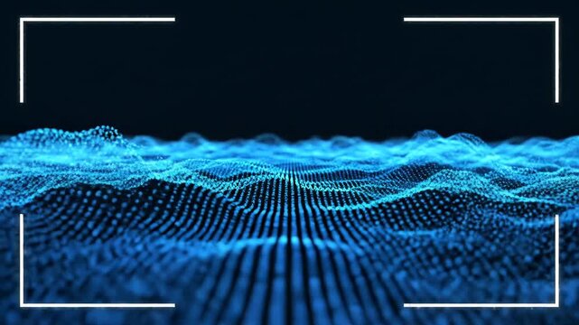 Blue digital wave pattern with white lines on a dark background