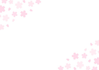 背景　角に桜の花　白背景