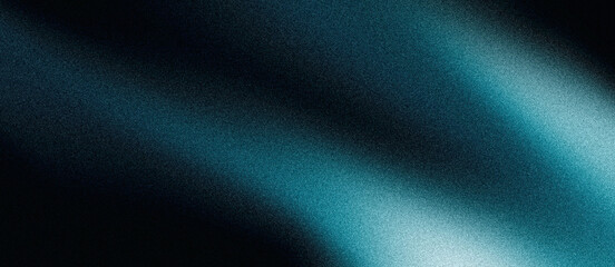 Fototapeta premium Glowing blue gradient shape on dark grainy background, abstract noise texture dynamic poster, header, cover wallpaper banner backdrop design