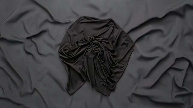 A black satin scarf tied in a bow.