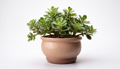 Fototapeta premium A Clip Art Of A Tiny Houseplant In A Ceramic Pot On A White Background