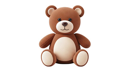 Fototapeta premium Brown Teddy Bear Sitting on White Background