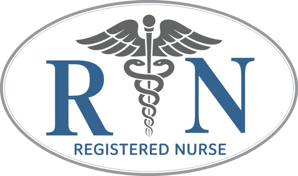 Registered Nurse RN logo with caduceus symbol and oval border untitled