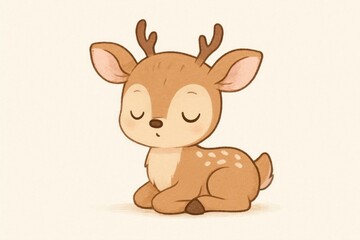 Fototapeta premium Adorable cartoon deer illustration.