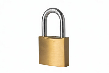 Naklejka premium Gold padlock with silver U-shaped shackle