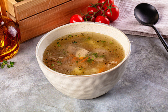 Chicken homemade soup with potato