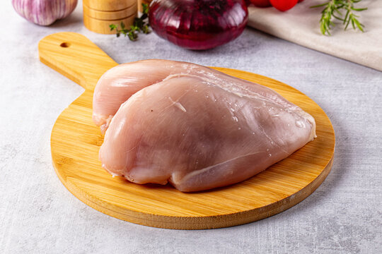 Raw chicken breast without skin