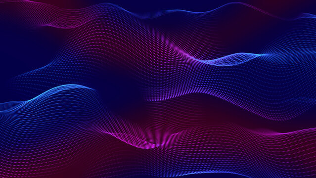 abstract blue and pink background with wave grid lines , futuristic ai technology and science modern social media background