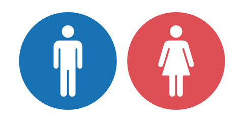 男子トイレ・女子トイレ・カラー案内サインピクトグラムアイコン (ベクター)