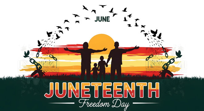Happy juneteenth freedom day celebration emancipation and independence
