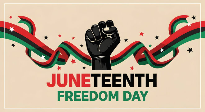 Happy juneteenth freedom day celebrating african american liberation and heritage