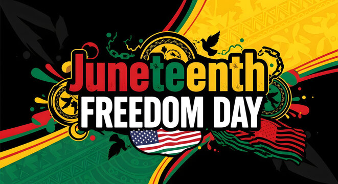 Happy juneteenth freedom day celebrating african american liberation and heritage