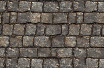 Obraz premium Processed collage of old street pavement surface texture. Background for banner, backdrop
