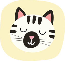 Cute Sleeping Cat Face Illustration © Laurel Rose