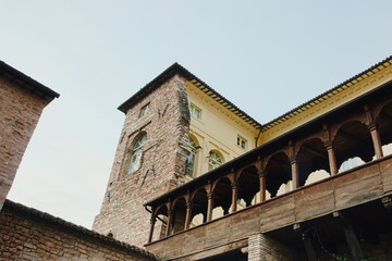 Obraz premium The Loggiato Palazzo Urbani, an ancient palace and loggia, in Spello, in the province of Perugia, Umbria Region, Italy