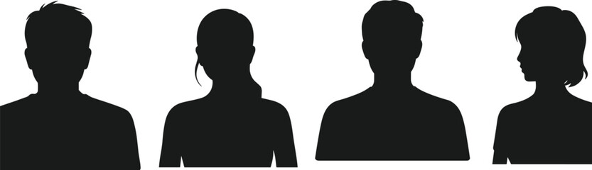 People, avatar, silhouettes, collection, male, female, profile, portrait, headshot, character, identity, social, user, icon, illustration, isolated, design, minimal, set, concept © MST. HOSNE