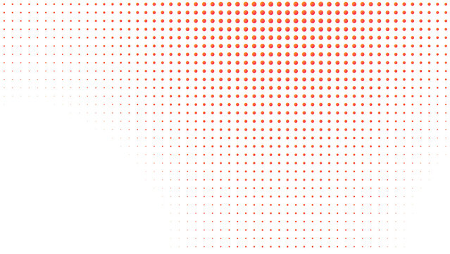 A group of orange and pink dots on a white background