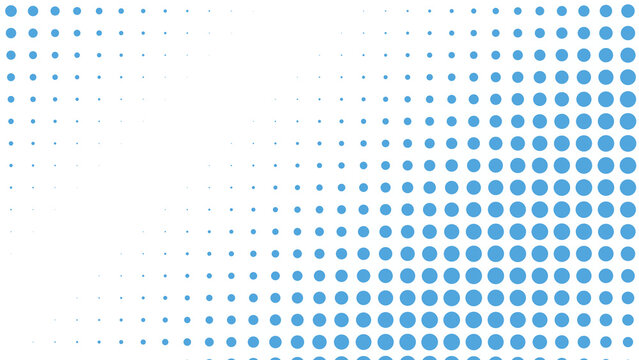 A blue and white gradient of dots on a white background