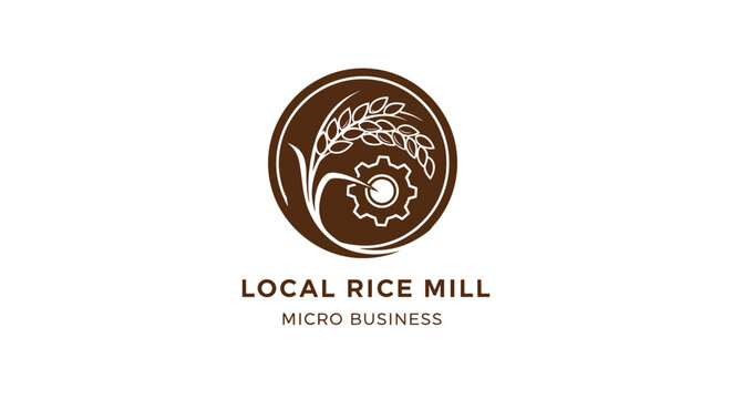 Rice Mill Logo Design with Gear.