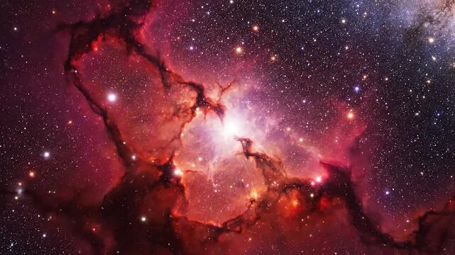 A breathtaking cosmic nebula glows with vibrant colors and distant stars in