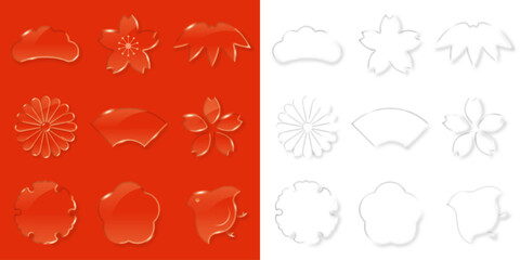 おめでたいモチーフのベクターガラスアイコン