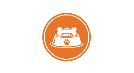 Fototapeta premium Dog Food Bowl Icon with Bone.
