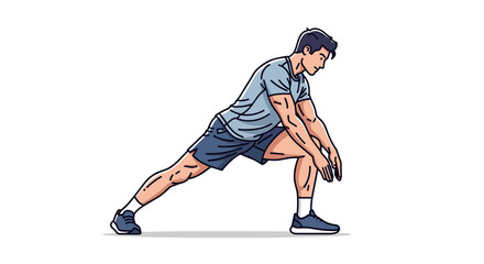 Man Stretching Legs in Athletic Position.