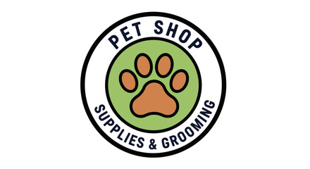 Pet Shop Logo with Paw Print.