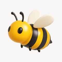 Cute 3D cartoon bee illustration.