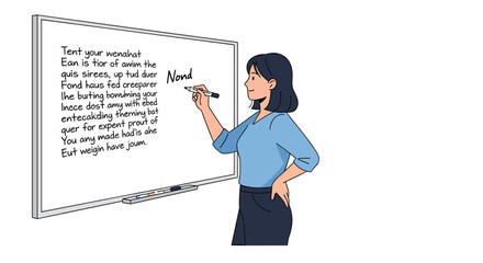 Woman Writing on Whiteboard with Marker.