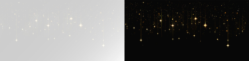 Elegant gold glitter rain with shimmering falling stars and luxury glow effect overlay gold dust png © Alehandro