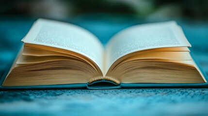 Obraz premium An open book rests on a textured surface, pages gently fanned, inviting reading