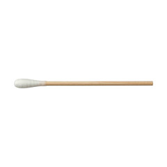 Obraz premium Cotton swab wooden stick laboratory micro consumables sterile white tip for delicate cleaning and sample collection in clinical and home settings