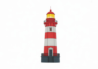 Red and white striped lighthouse model