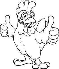 A chicken cartoon rooster cockerel bird mascot giving a thumbs up © Christos Georghiou
