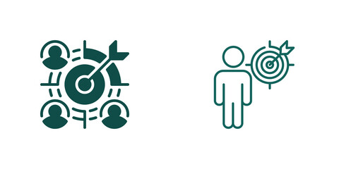 Fototapeta premium Icon set of a person hitting a target with arrows isolated on transparent background