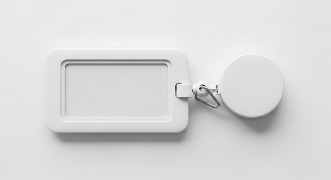 White ID Card Holder with Keychain.