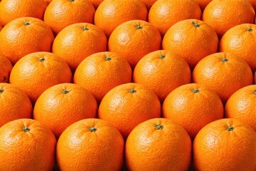 Bright Orange Citrus Fruit Background. A high-energy close-up of ripe oranges, highlighting the dimpled texture of the citrus peels and the vivid orange color. 