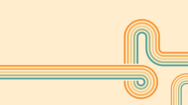 Abstract background of rainbow groovy Wavy Line design in 1970s Hippie Retro style. Vector pattern ready to use for cloth, textile, wrap and other.